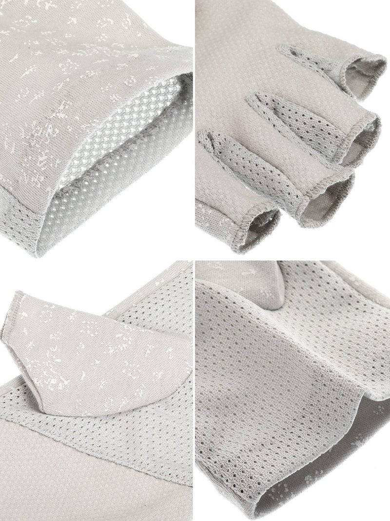 Maxdot 1 Pair Women Sunblock Fingerless Gloves UV Protection Driving Gloves Summer Mitten Non Slip for Outdoor Cycling Manicures (Grey) - Image 3
